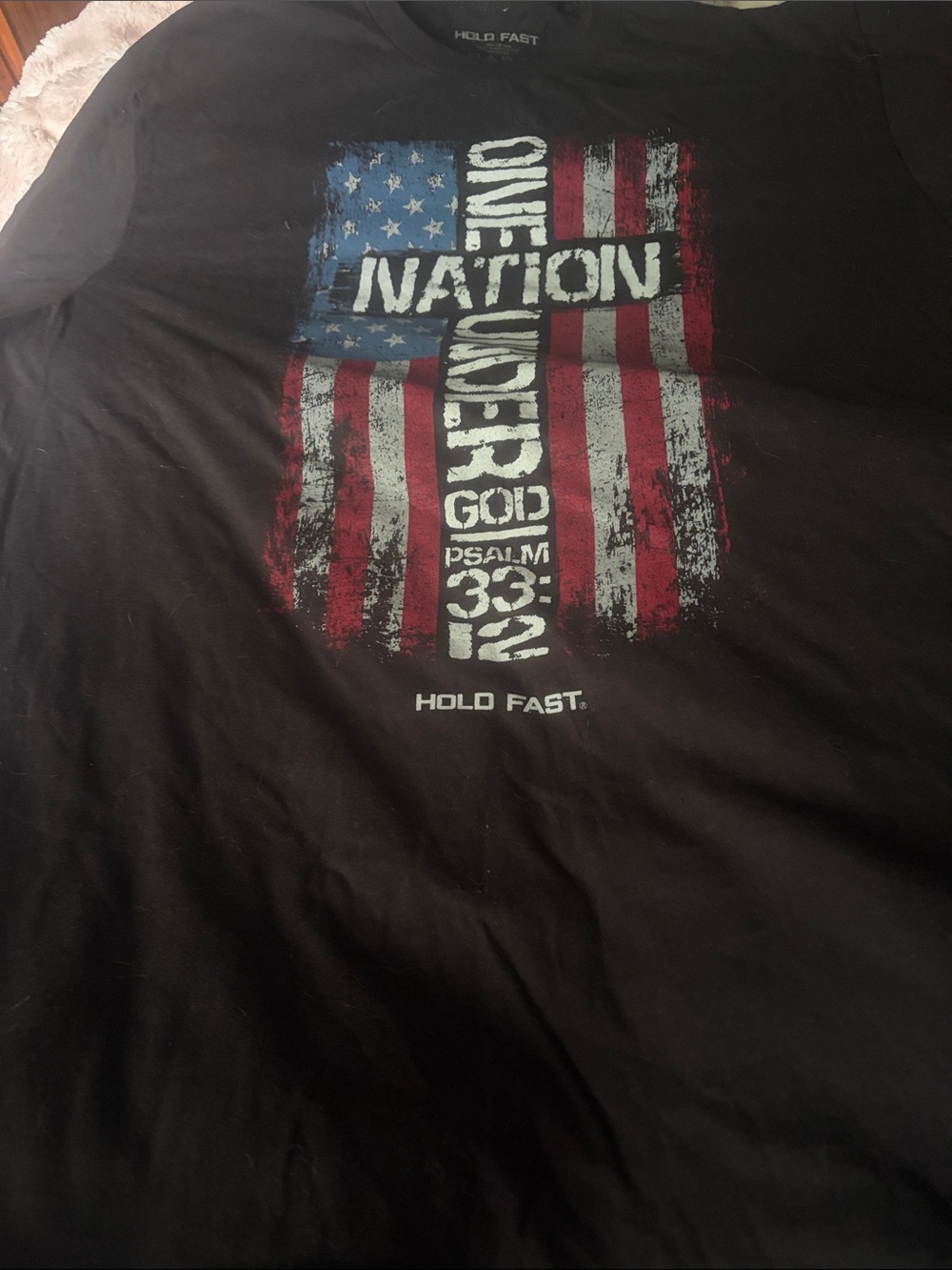 Hold Fast Men’s Black Graphic Tee — One Nation Cross Design